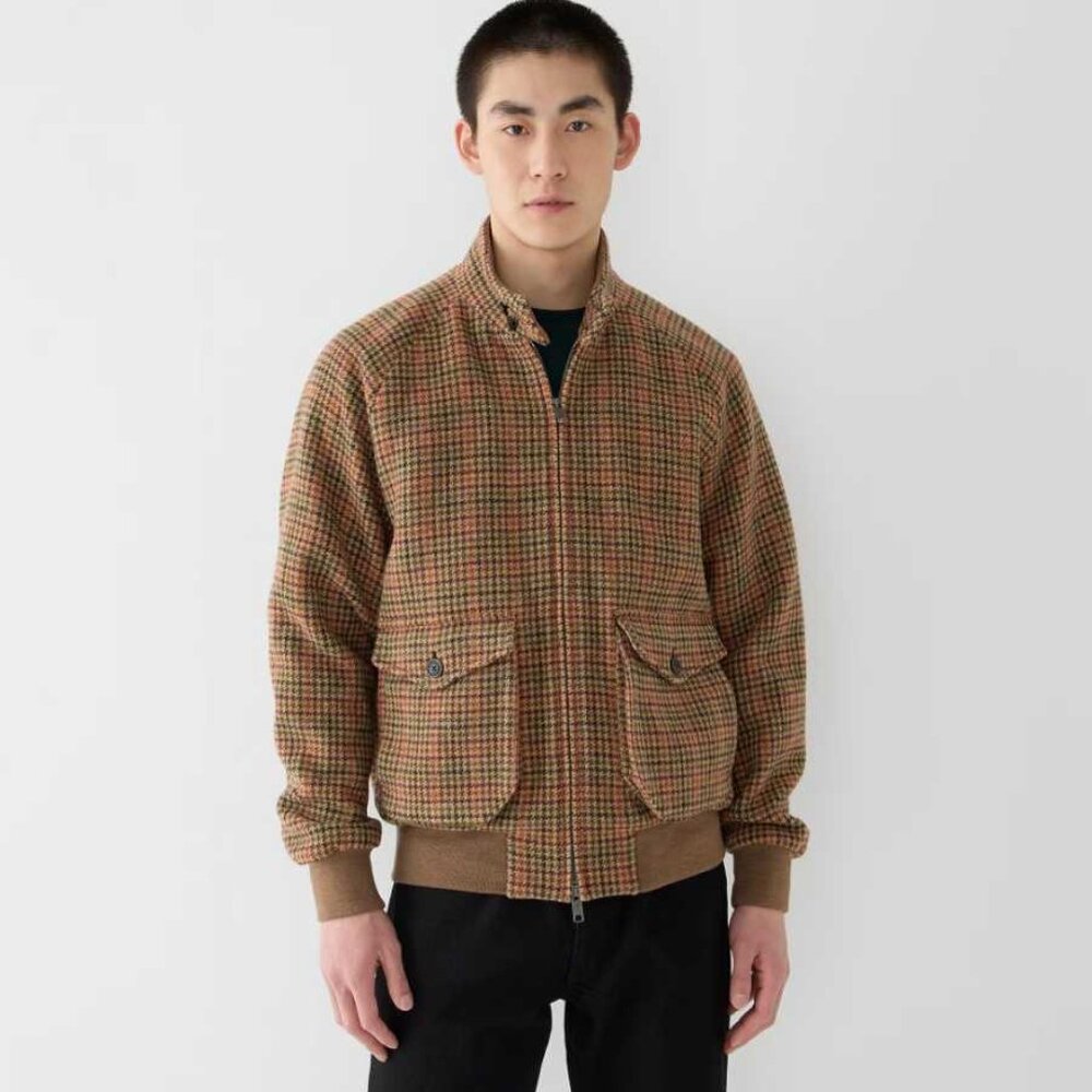 New men's 40 J Crew X Baracuta G9 AF pocket wool plaid Harrington jacket $900
